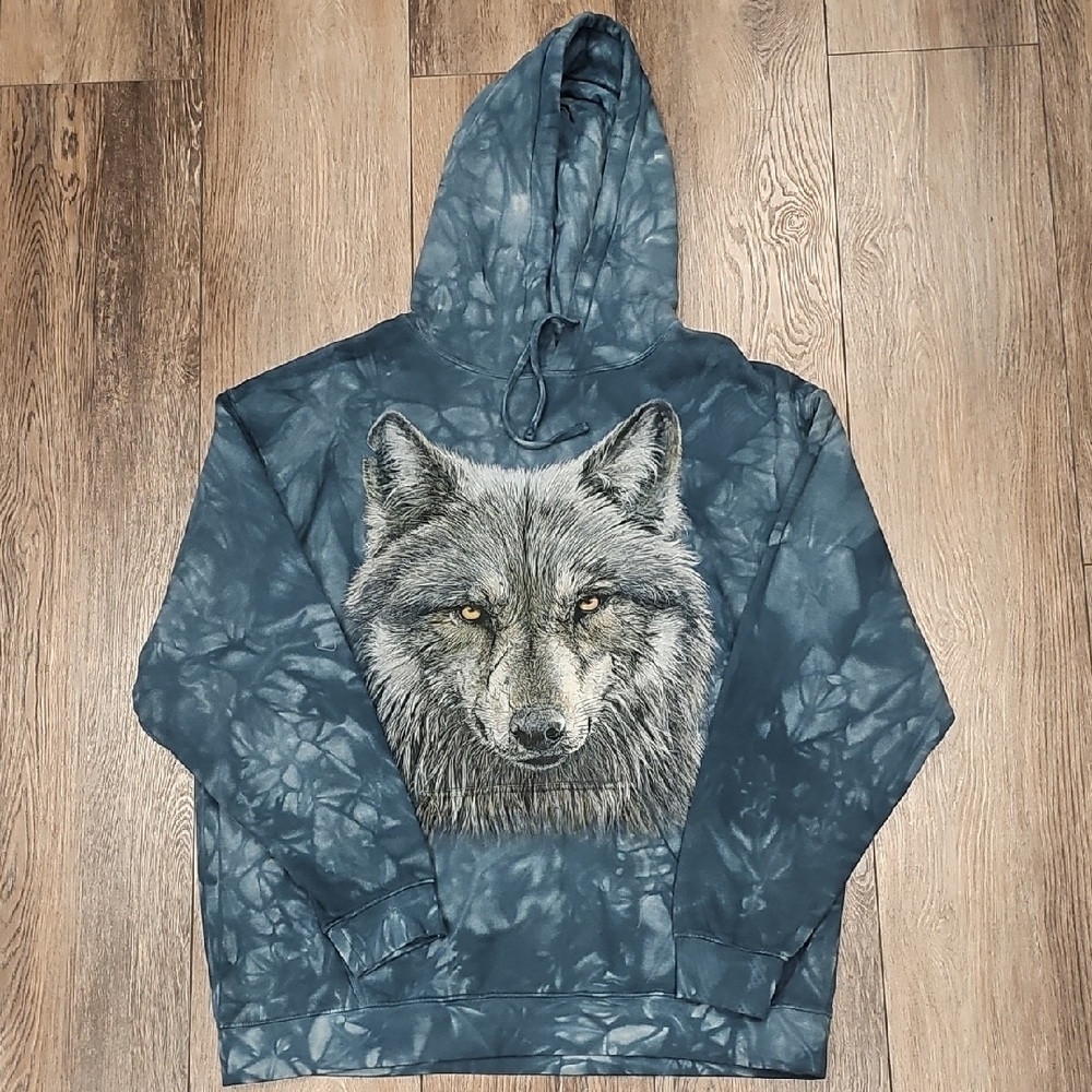 Mountain, Tie-Dye, Wolf, Hoodie, Cozy, Baggy, Warm, Winter, Animal, Unisex, Usa